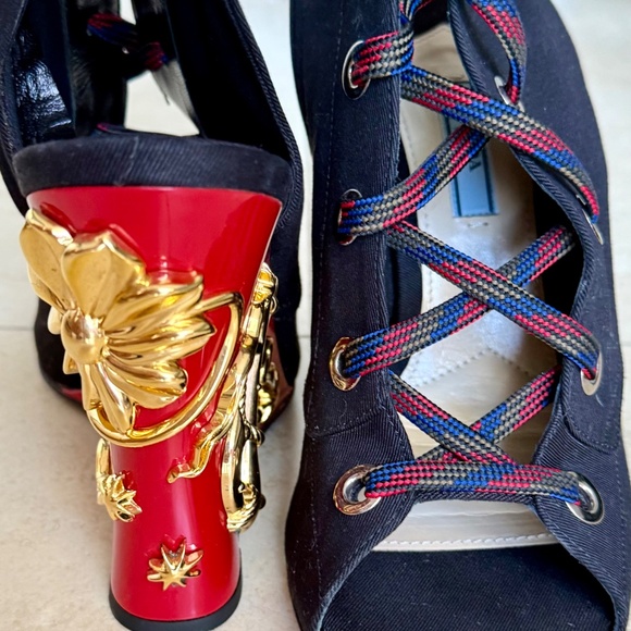 Prada Anchor Wedge Lace-up Boot us Eu size 38,5 - Picture 7 of 8